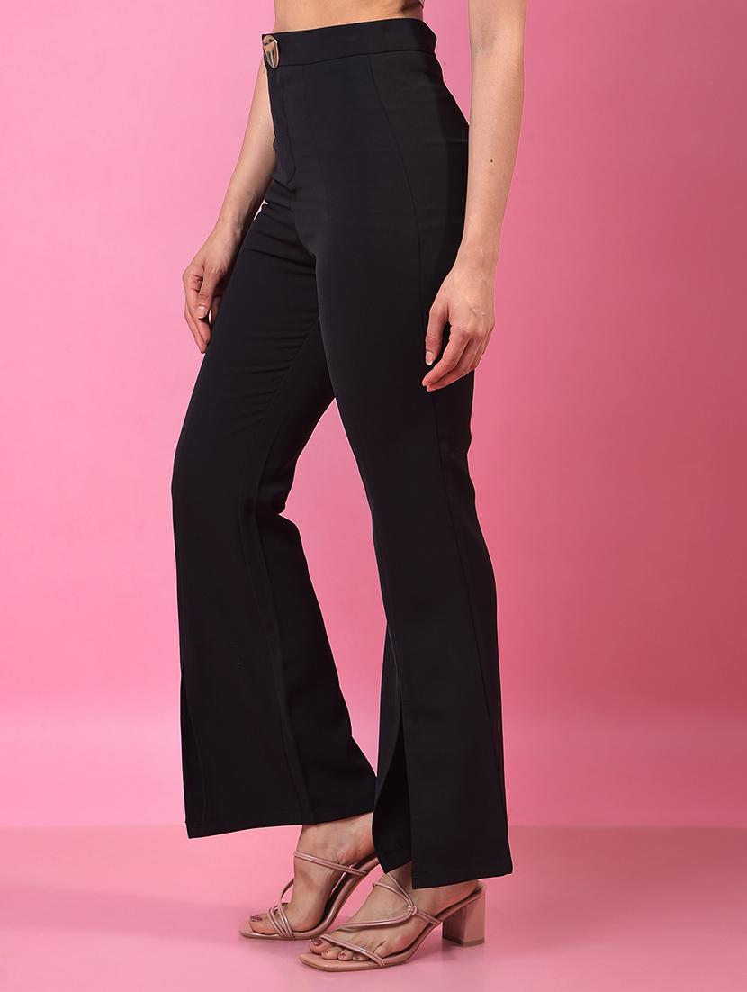 women black solid high rise bootcut trouser - 21957053 - Standard Image - 2