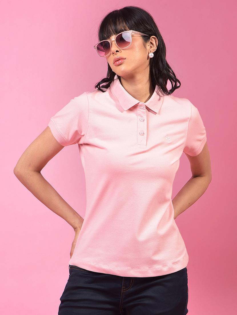 women solid short sleeve regular fit polo t-shirt - 21957058 -  Zoom Image - 0