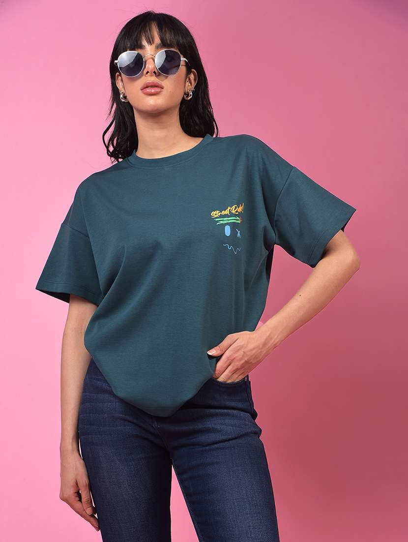 women printed short sleeve oversized t-shirt