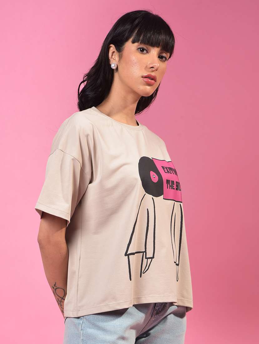 women printed short sleeve oversized t-shirt - 21957073 -  Standard Image - 2