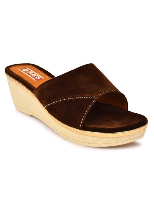 women brown slip on wedge - 21957093 - Standard Image - 0