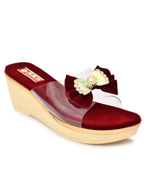 women maroon slip on wedge - 21957101 - Standard Image - 0