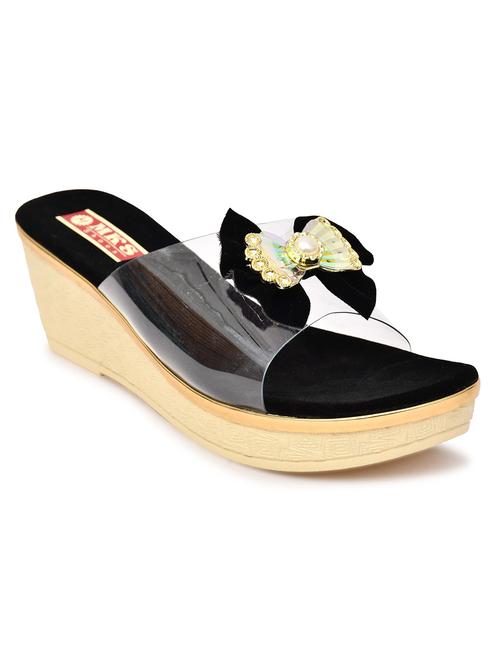 women black slip on wedge - 21957102 - Standard Image - 0