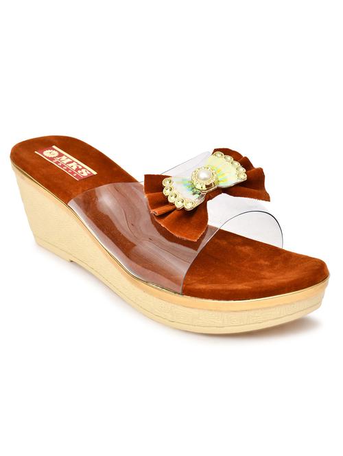 women tan slip on wedge - 21957104 - Standard Image - 0