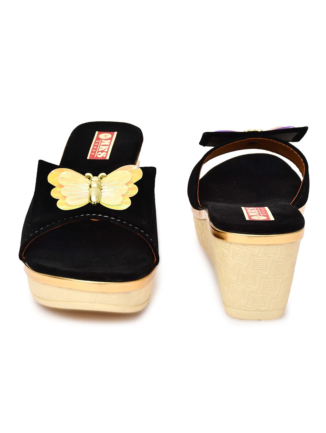 women black slip on wedge - 21957108 - Standard Image - 2