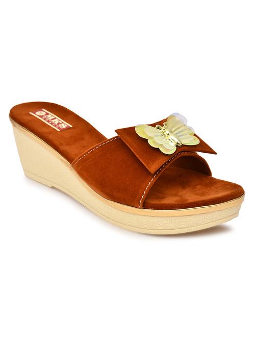 women tan slip on wedge - 21957109 - Standard Image - 0