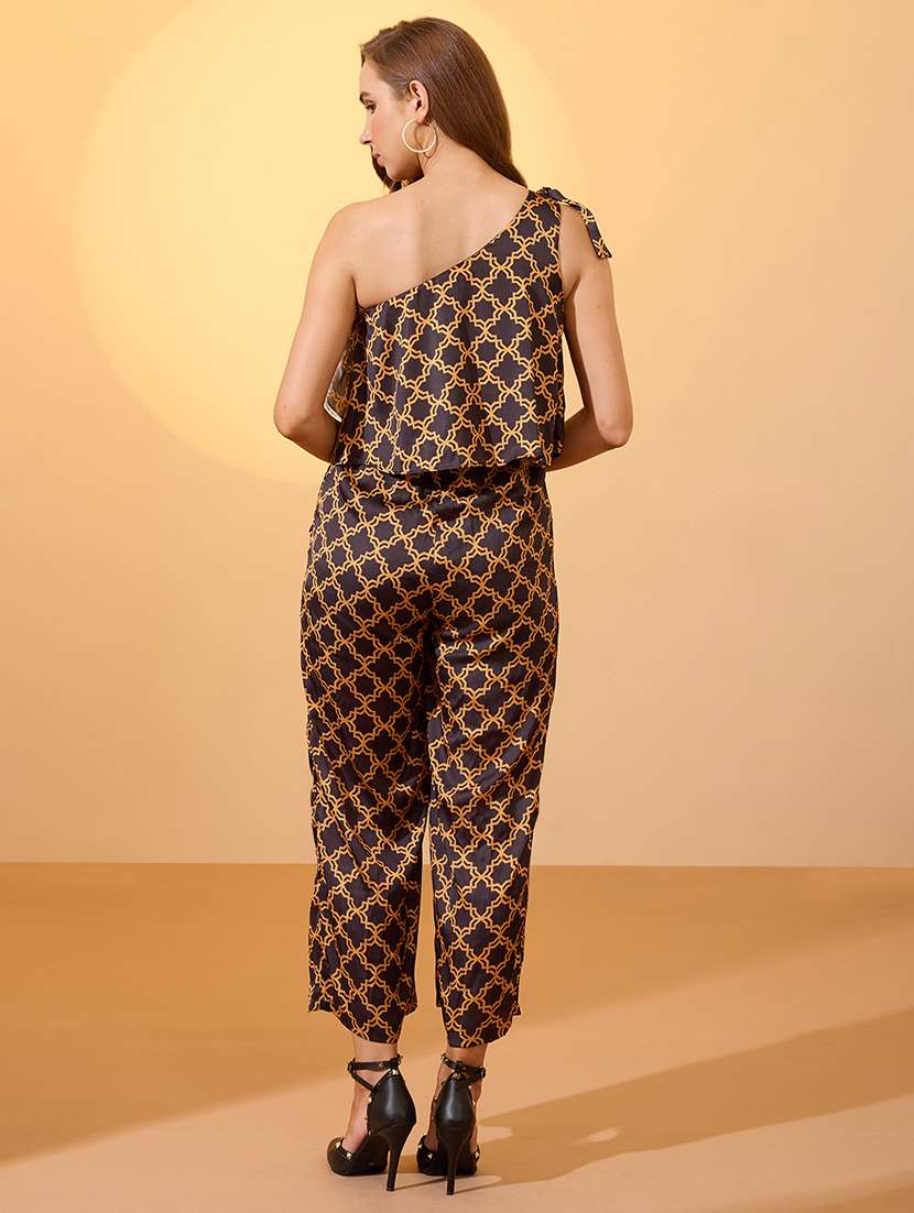 women black printed single shoulder jumpsuit - 21957331 -  Standard Image - 2