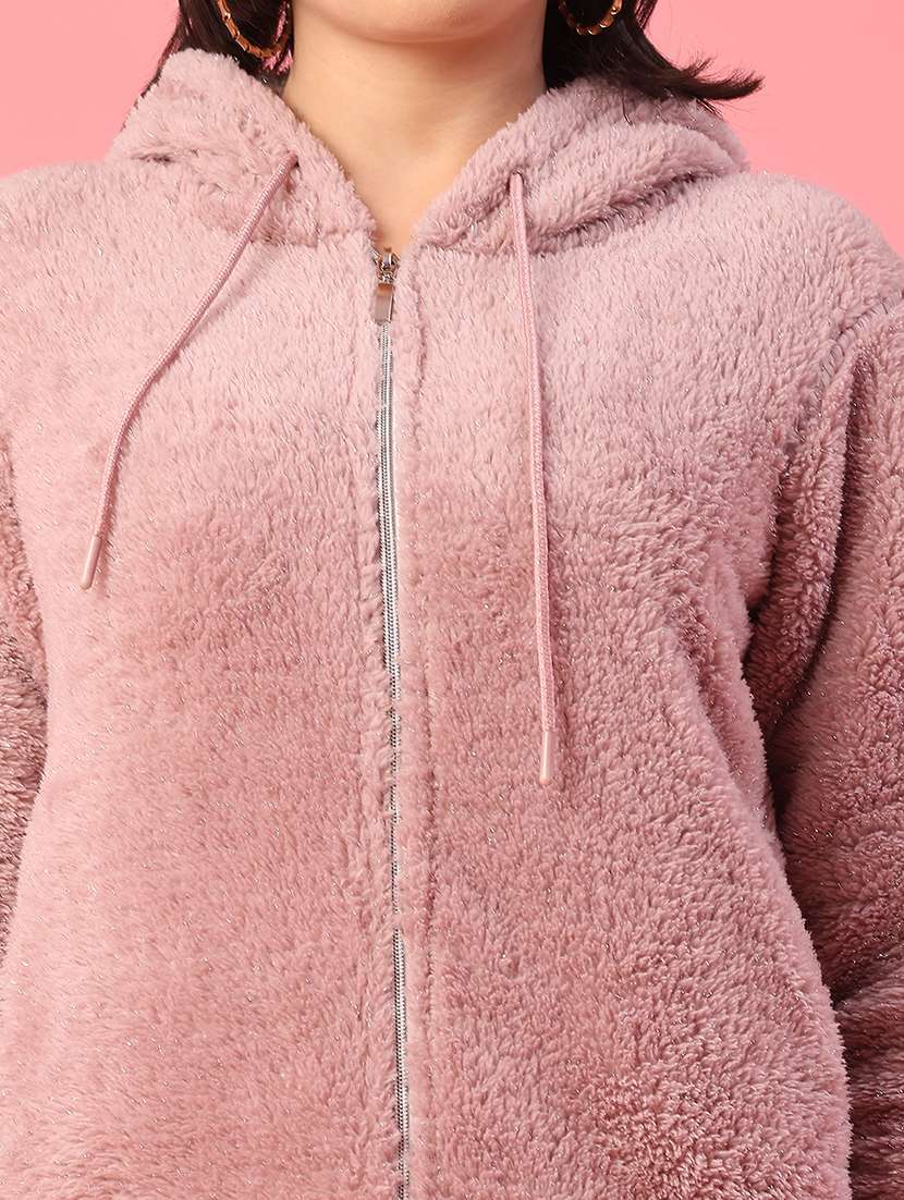 women solid long sleeve hooded sweatshirt - 21957748 -  Standard Image - 2