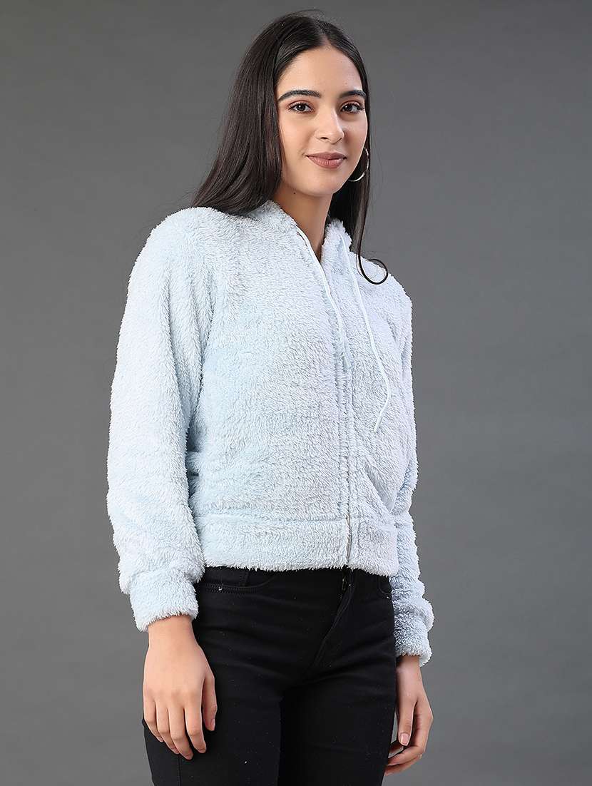 women solid long sleeve hooded sweatshirt - 21957749 -  Standard Image - 2