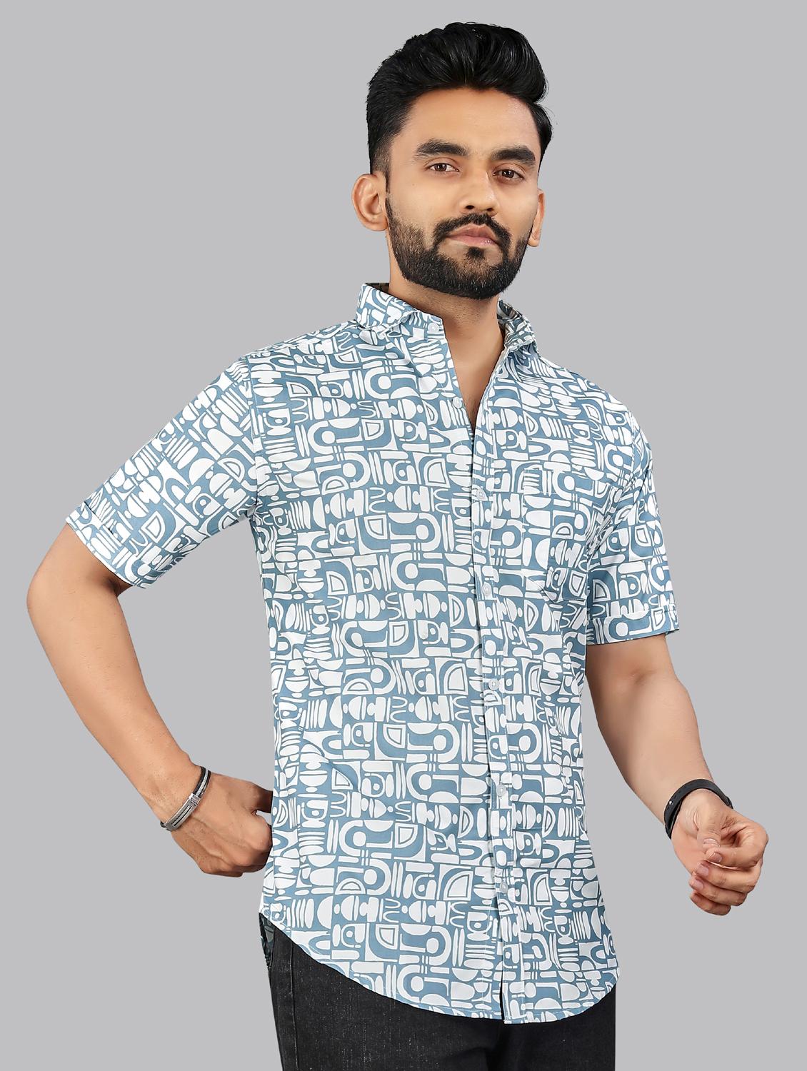 men printed short sleeve regular fit casual shirt - 21957777 - Standard Image - 2