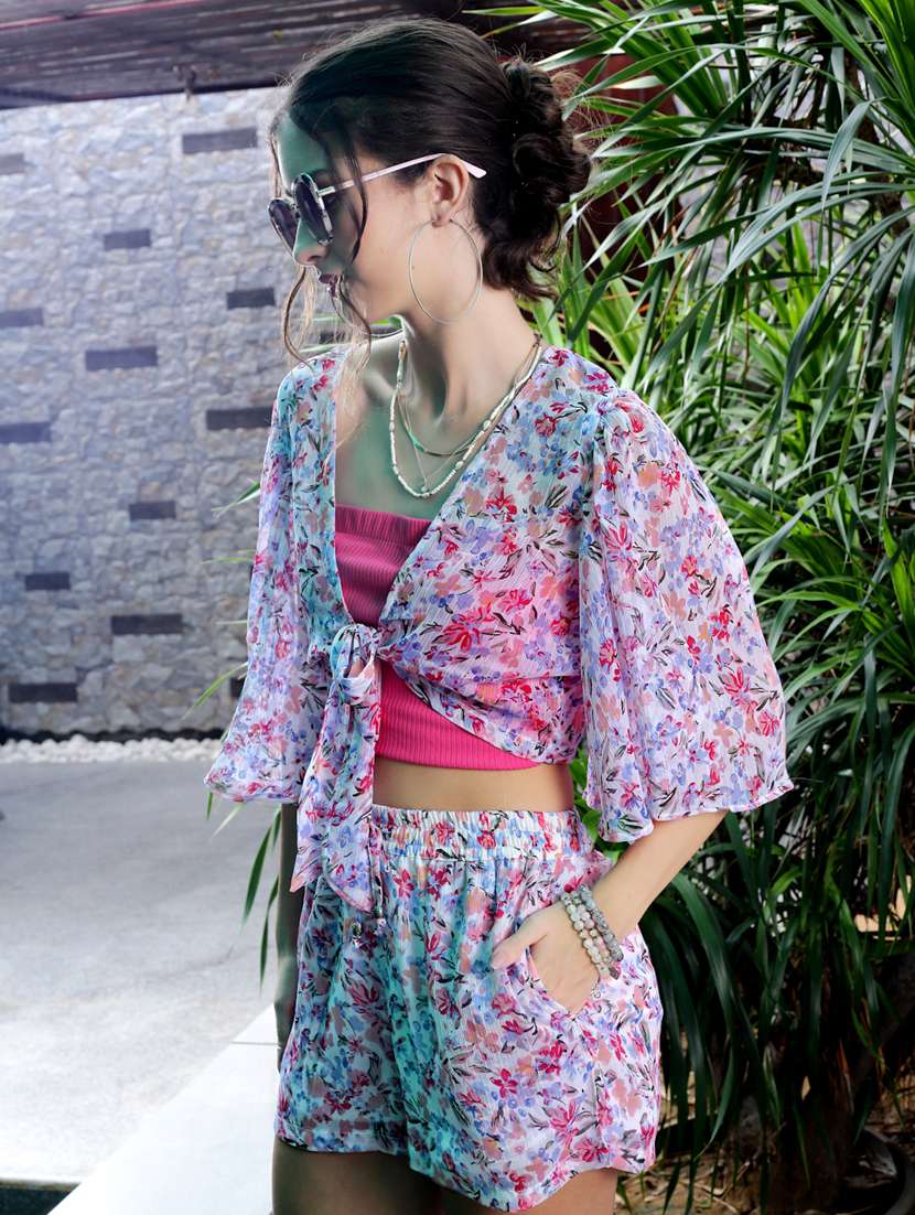 women floral printed top and short co-ord set