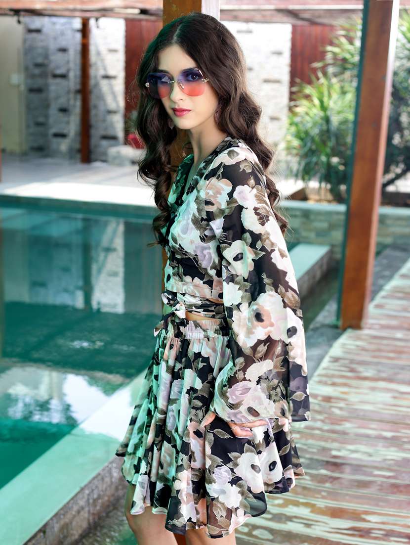 women floral printed top and skirt co-ord set - 21957847 -  Standard Image - 2