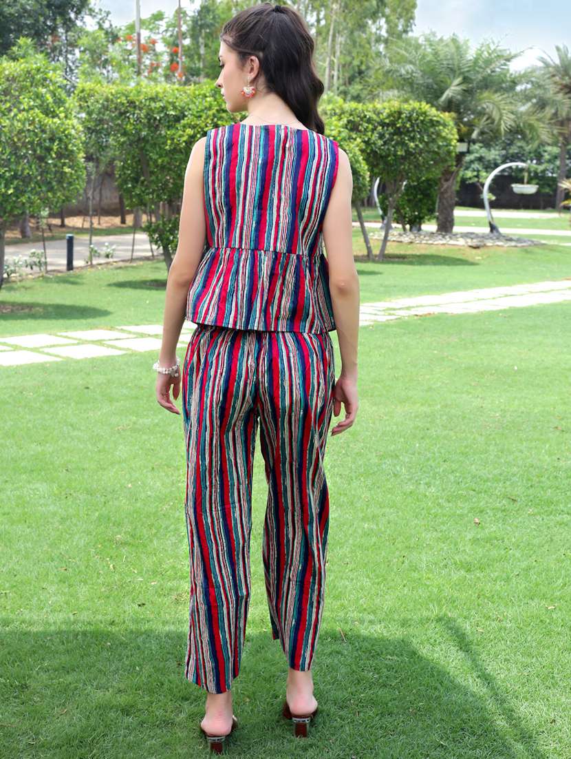 women striped top and trouser co-ord set - 21957852 -  Standard Image - 2