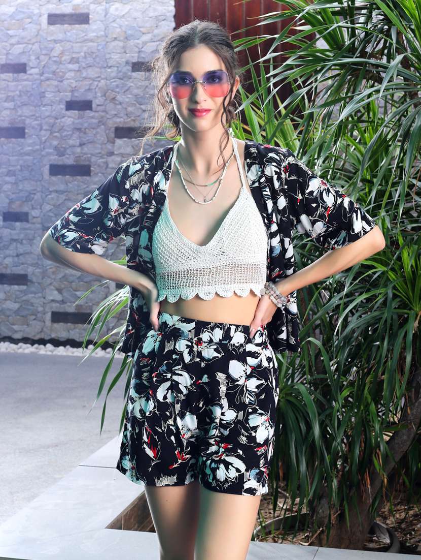 women printed top and shorts co-ord set