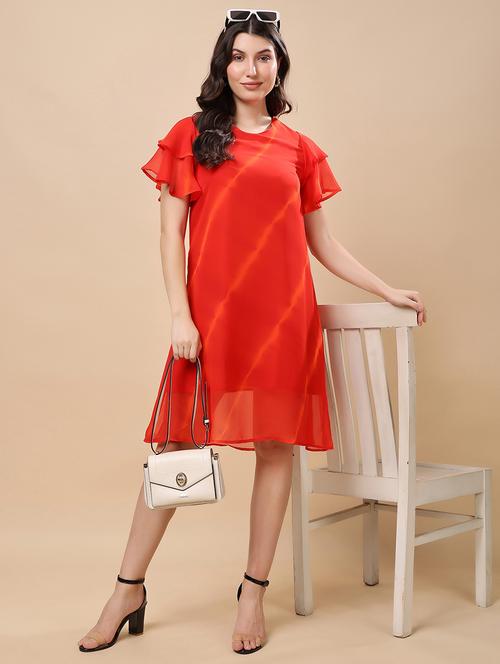 women tie & dye flared sleeve a-line dress - 21957868 - Standard Image - 0