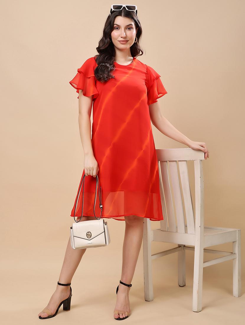 women tie & dye flared sleeve a-line dress - 21957868 - Zoom Image - 0