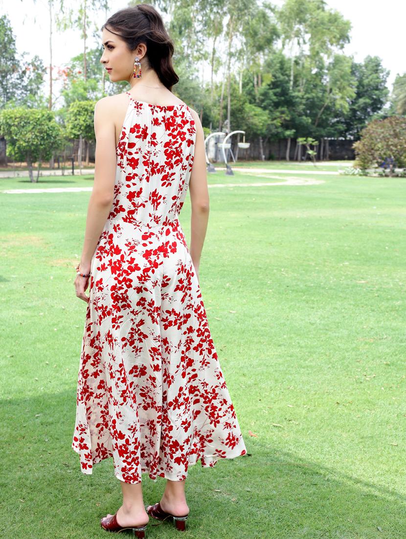 women floral print halter neck flared jumpsuit - 21957873 - Standard Image - 2