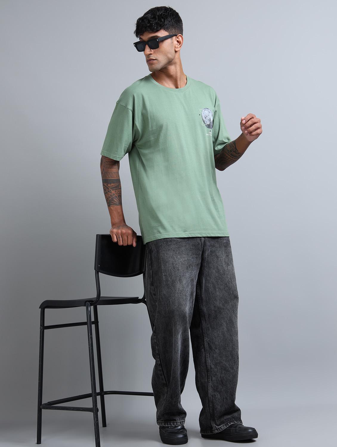 men front & back print round neck oversized t-shirt - 21957903 - Standard Image - 2