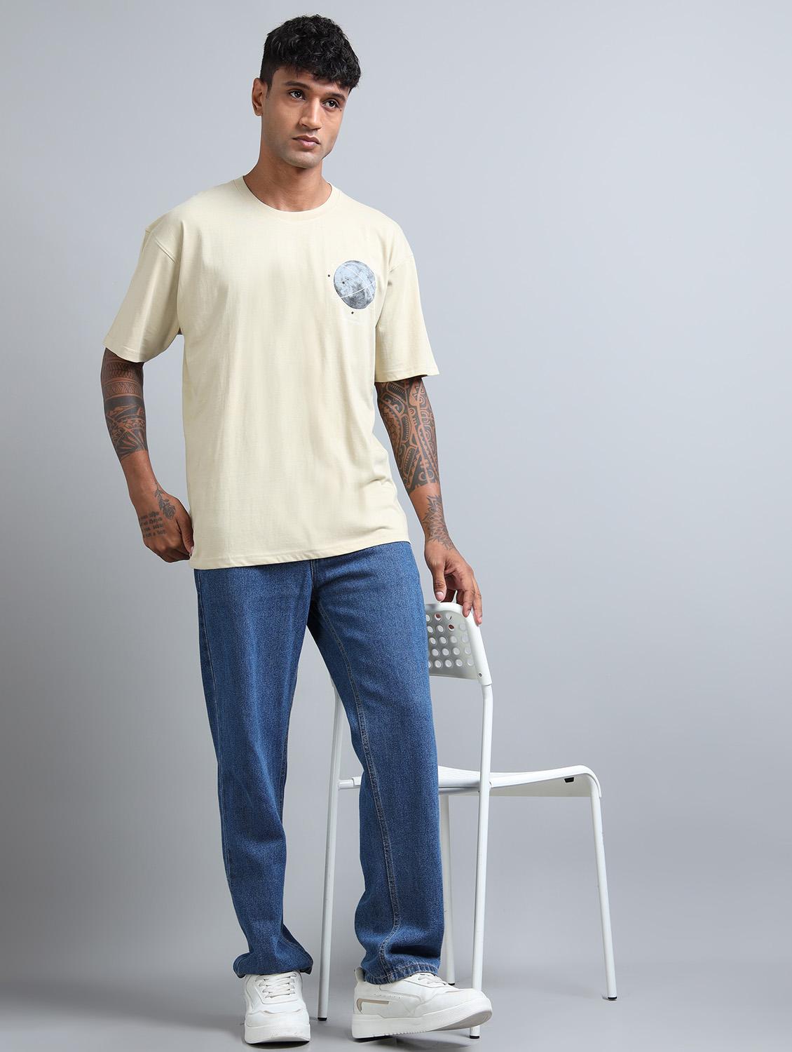 men front & back print round neck oversized t-shirt - 21957904 - Standard Image - 2