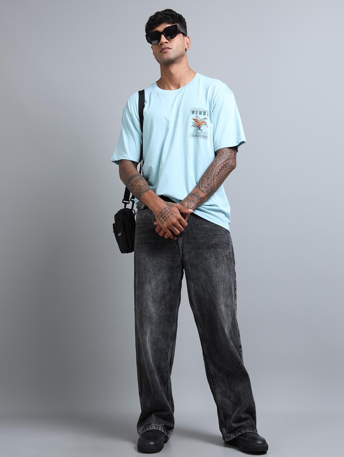 men front & back print round neck oversized t-shirt - 21957906 - Standard Image - 2