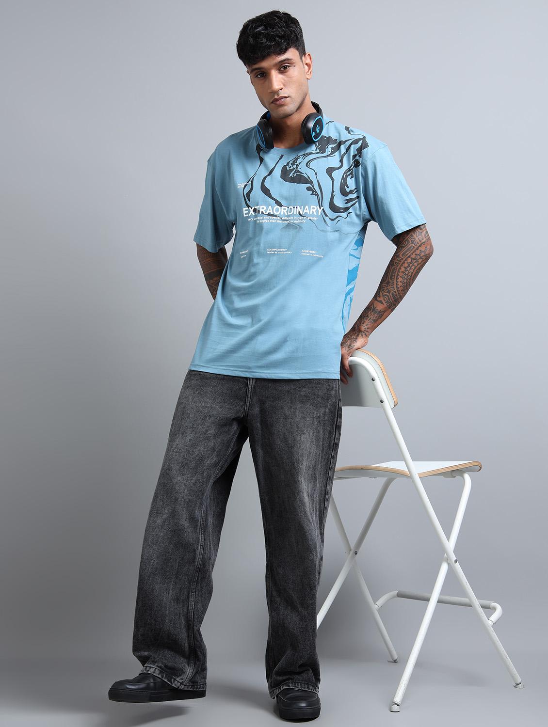 men placement print round neck oversized t-shirt - 21957910 - Standard Image - 2