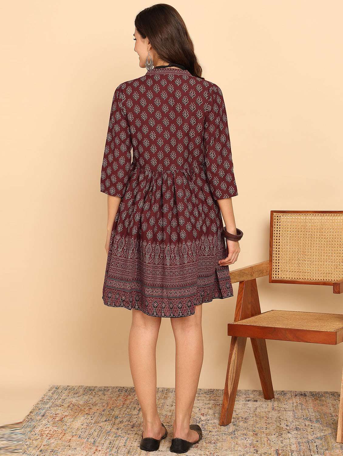 women maroon printed fit & flare ethnic dress - 21957941 -  Standard Image - 2