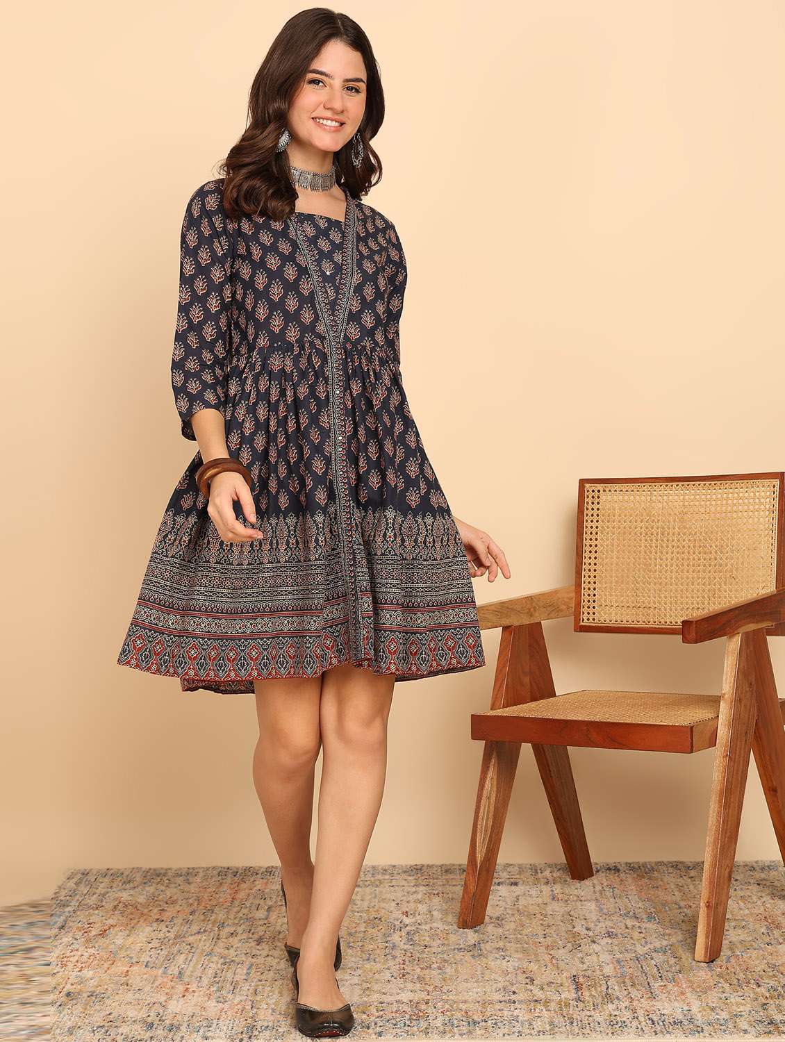 women black printed fit & flare ethnic dress - 21957942 -  Standard Image - 2