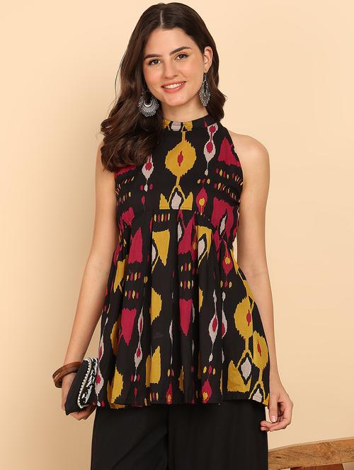 women printed sleeveless halter neckflared kurti - 21957950 -  Standard Image - 0
