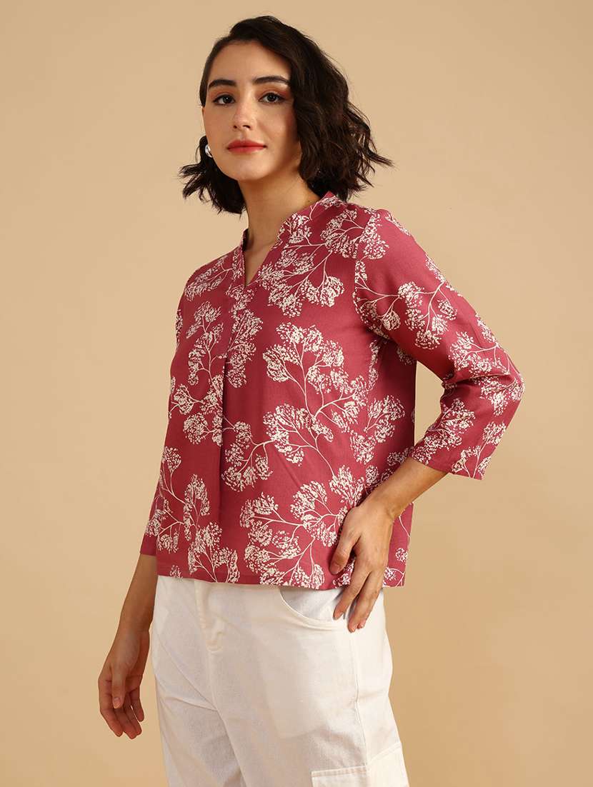 women printed printed quarter sleeve a-line top - 21958055 -  Standard Image - 2