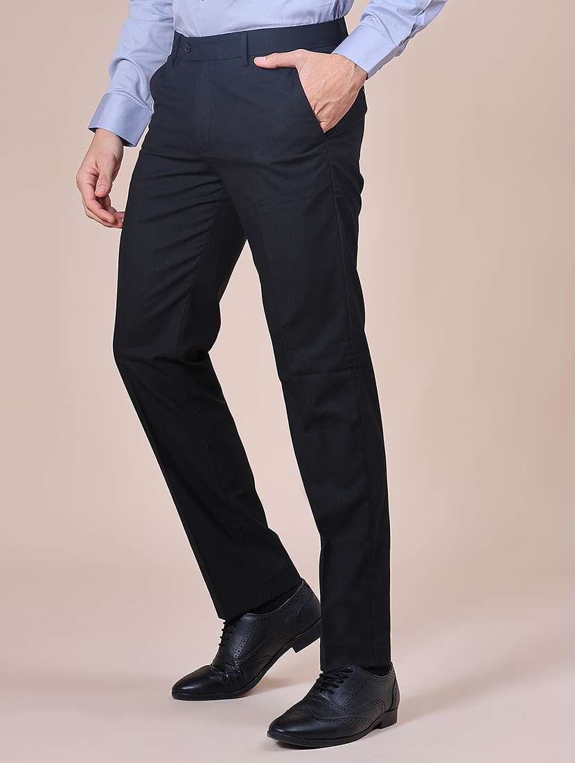 men solid mid rise flat front formal trouser - 21958121 -  Standard Image - 2