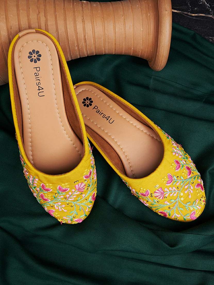 women embroidered slip on mule