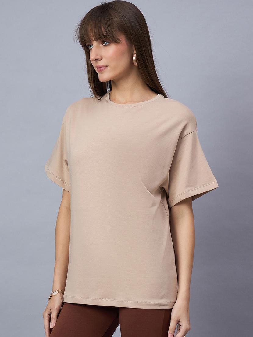 women solid short sleeve loose fit t-shirt - 21958270 - Standard Image - 2