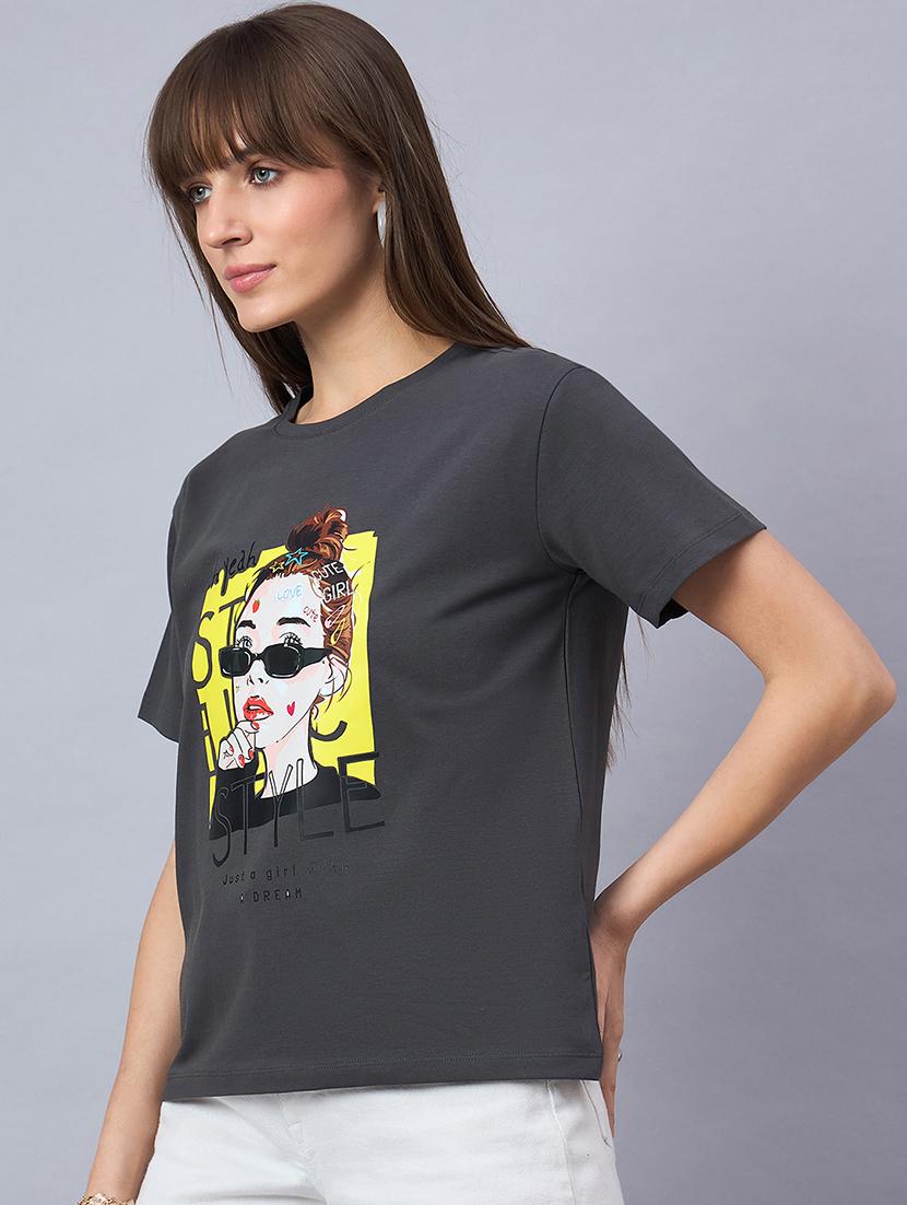 women printed short sleeve loose fit t-shirt - 21958280 - Standard Image - 2