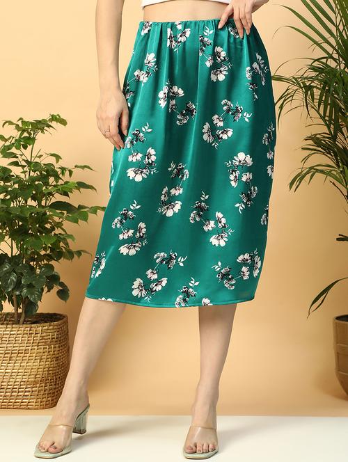 women floral print high rise a-line skirt - 21958311 - Standard Image - 0