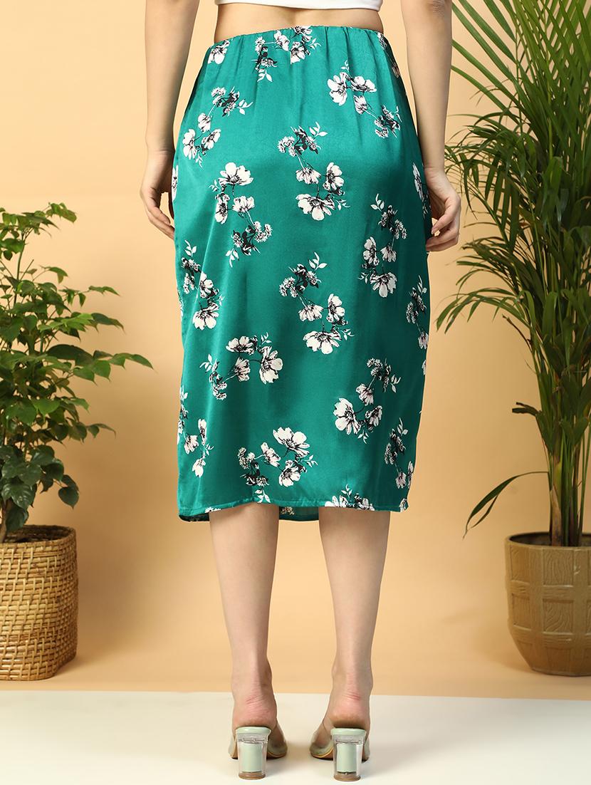 women floral print high rise a-line skirt - 21958311 - Standard Image - 2