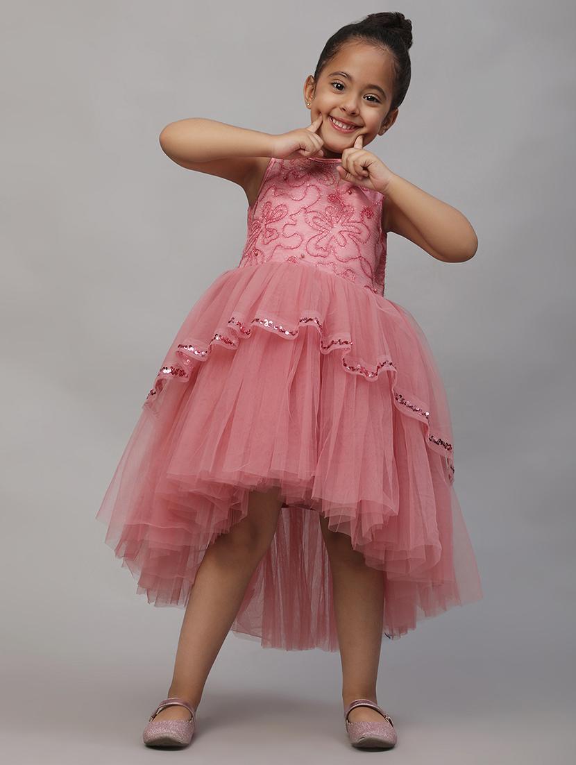 kids embroidered sleeveless part wear frock - 21958319 - Standard Image - 2