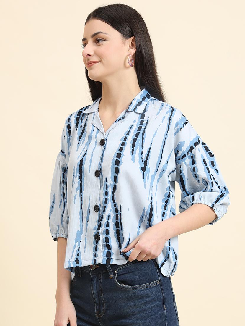 women tie & dye cuban collared shirt - 21958348 - Standard Image - 2