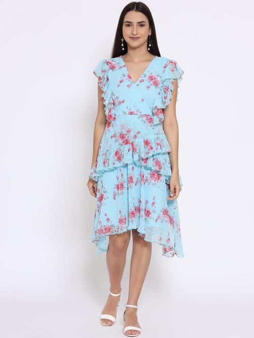 women floral print ruffle asymmetric dress - 21958355 -  Standard Image - 0