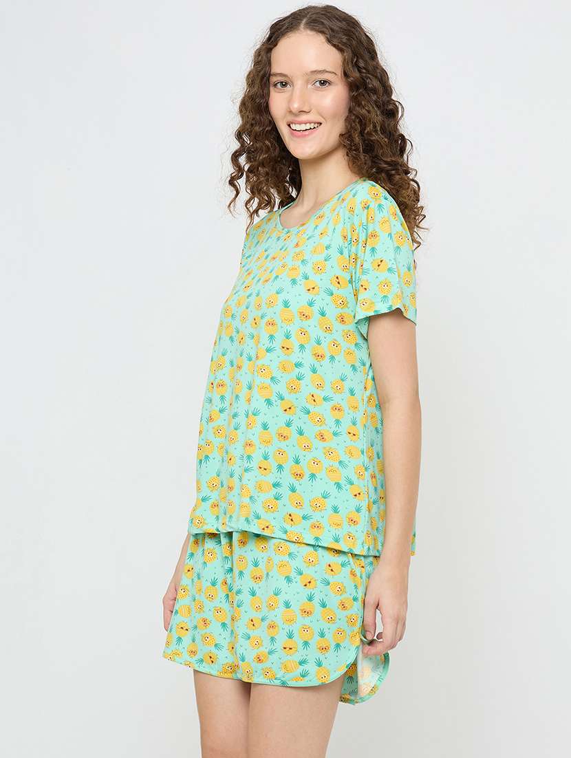 women printed nightwear shorts set - 21958369 -  Standard Image - 2