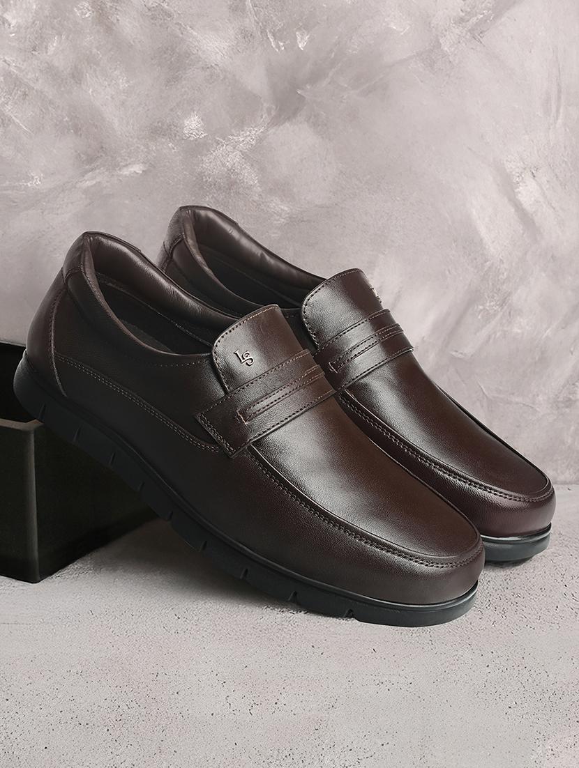men brown slip on formal shoes - 21958410 - Standard Image - 2