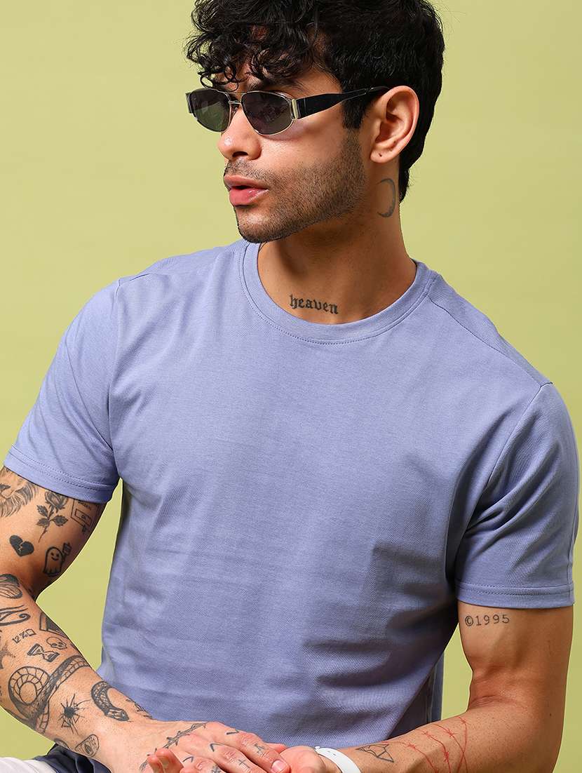 men solid short sleeve regular fit t-shirt