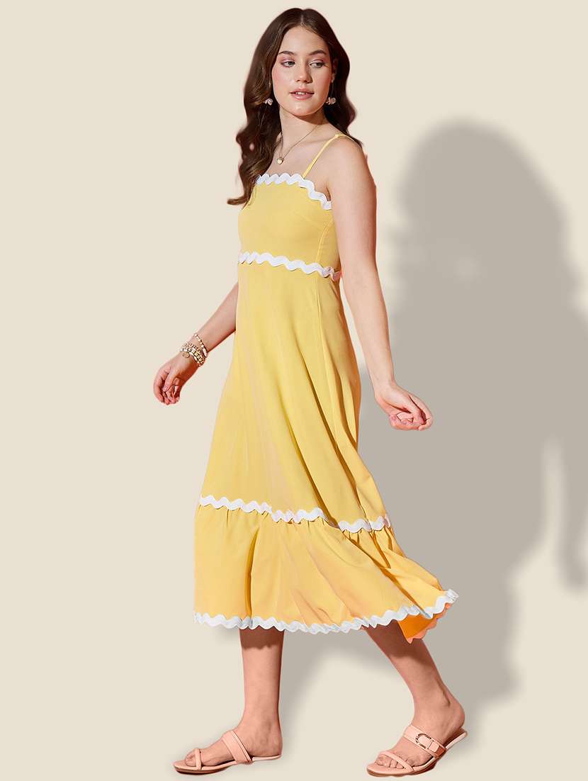women solid shoulder strap tiered dress - 21958442 - Standard Image - 2