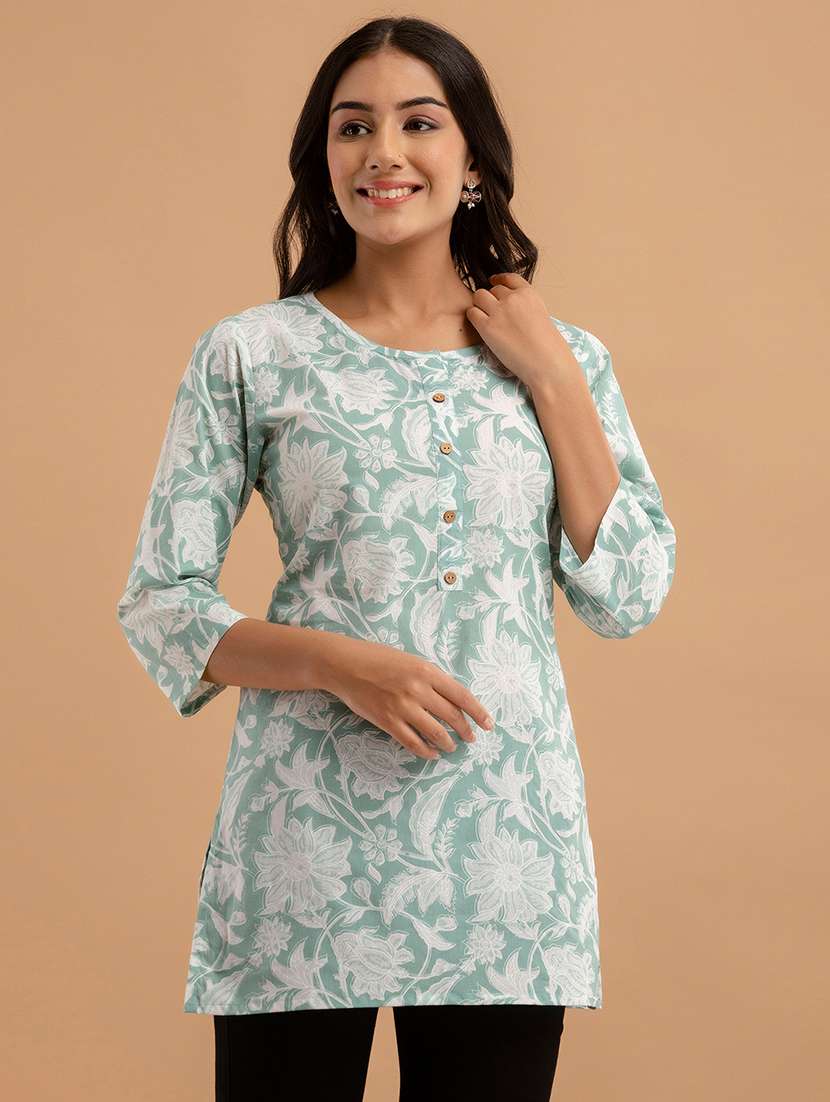 women three quarter sleeve straight kurti - 21958457 -  Standard Image - 2