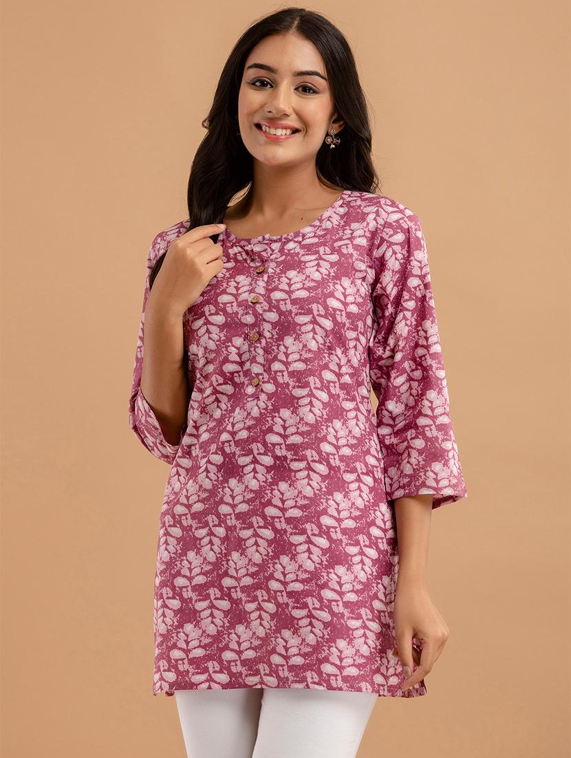 women three quarter sleeve straight kurti - 21958459 - Standard Image - 2
