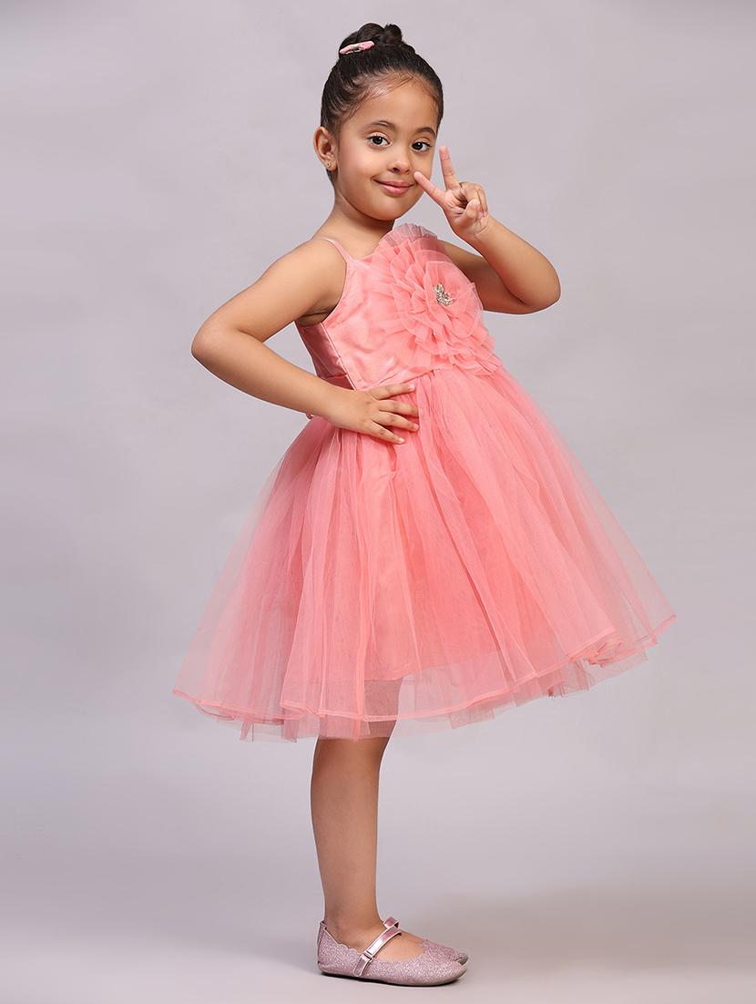 girls solid shoulder strap fit & flare dress - 21958470 - Standard Image - 2