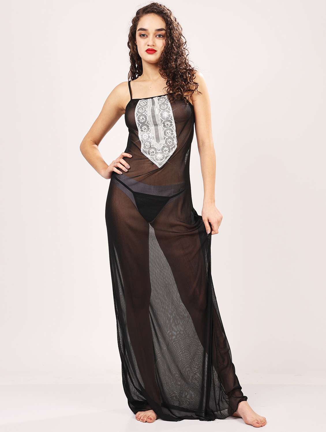 women embellished shoulder strap babydoll set - 21958498 -  Standard Image - 2