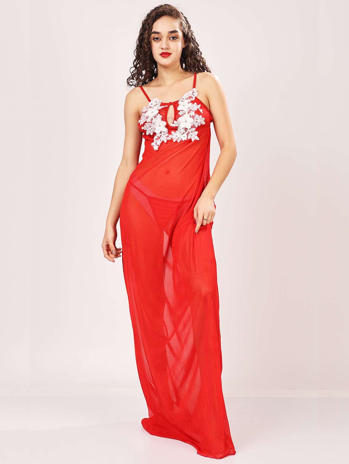 women embellished shoulder strap babydoll set - 21958502 -  Standard Image - 2