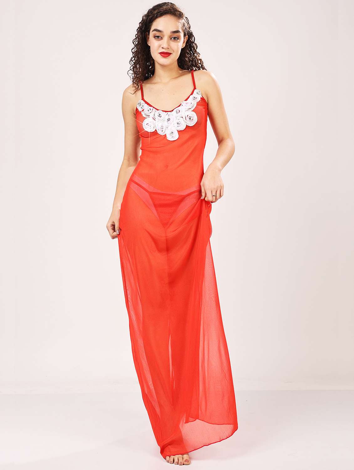 women embellished shoulder strap babydoll set - 21958508 -  Standard Image - 2