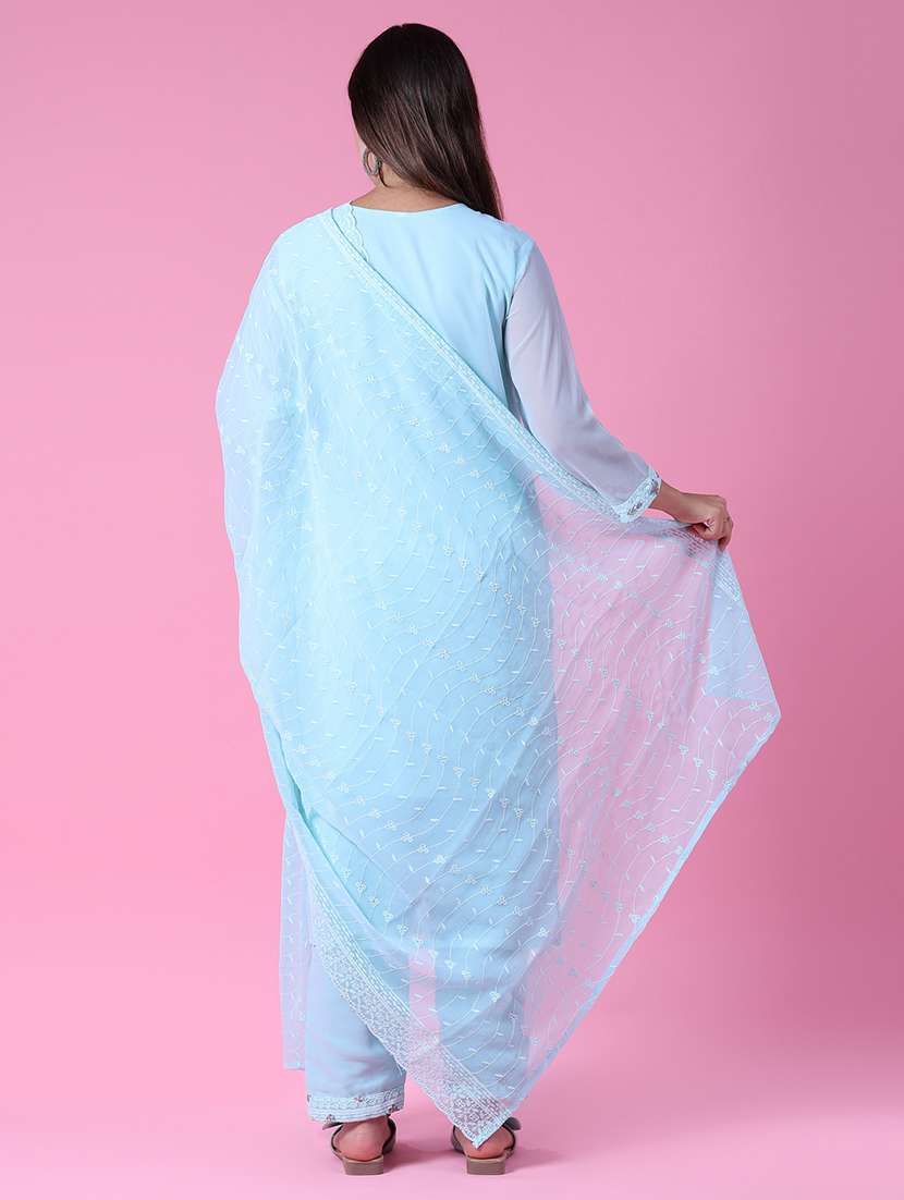 women three quarter sleeve kurta pant with dupatta set - 21958711 -  Standard Image - 2