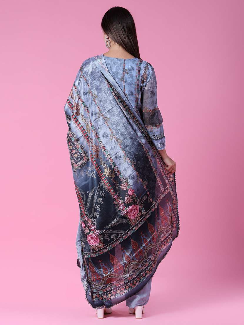 women three quarter sleeve kurta pant with dupatta set - 21958714 -  Standard Image - 2